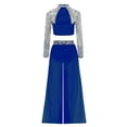 thumbnail image 4 of Raenseen Kids Girls 2 Piece Lyrical Jazz Dance Outfit Sequin Crop Top and Wide Leg Chiffon Pants Hip Hop Dance Set Blue 8, 4 of 5