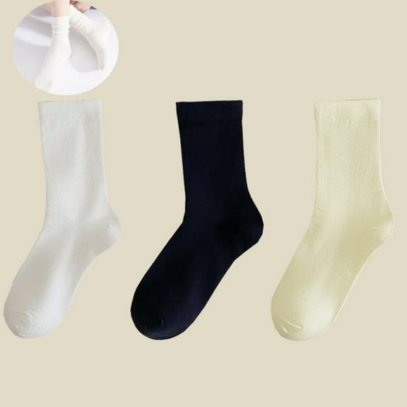 Women's Thin Cotton Socks Soft Cotton Bootie Socks Women Above Ankle Crew Socks(One Size,3 Pairs)