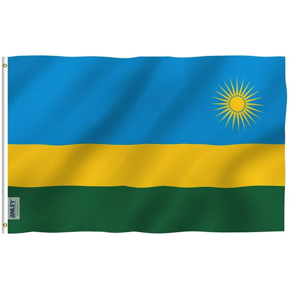 ANLEY Fly Breeze 3x5 Feet Rwanda Flag - Vivid Color and UV Fade Resistant - Canvas Header and Double Stitched - the Republic of Rwanda Flags Polyester with Brass Grommets 3 X 5 Ft