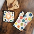 thumbnail image 5 of Colorful Polka Dot Pattern Kitchen Oven Mitt and Pot Holder Sets 2 Pcs for Baking, Cooking and Grilling, Heat Resistant Up To 392 °F, 5 of 7