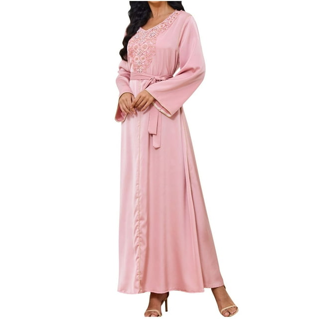 Kaftan Abaya Musulman Vintage Mode Marocaine Graphique Robe à Manches Longues Kaftan Tenue de Mariage pour l'Aïd Ramadan