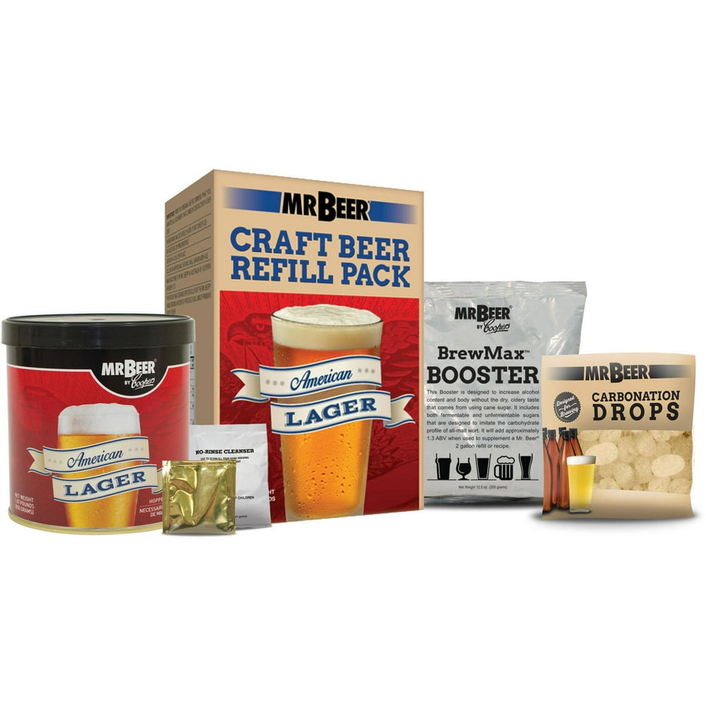 Mr. Beer American Lager Craft Beer Refill Kit, Contains Hopped Malt
