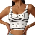 thumbnail image 3 of Goofa Anchors and Ropes Printed Sports Bras for Women, High Impact Running Bra Workout Crop Tank Tops Longline Sports Bra Push up-X-Large, 3 of 9