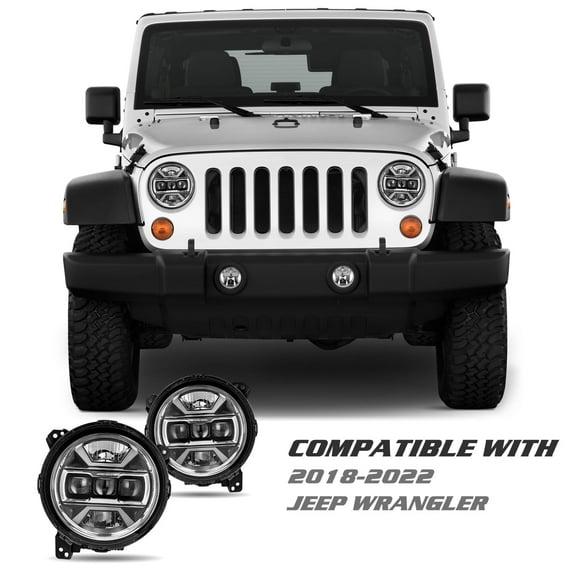 For 2018-2022 Jeep Wrangler JL LED Headlights Gladiator 2020-2022 with Halo DRL