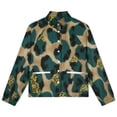 thumbnail image 4 of Jackets for Women Winter Coat Jackets Flannel Stand Collar Jacket(Green Gold Leopard Glitter Fabric,Size:S-4XL), 4 of 7