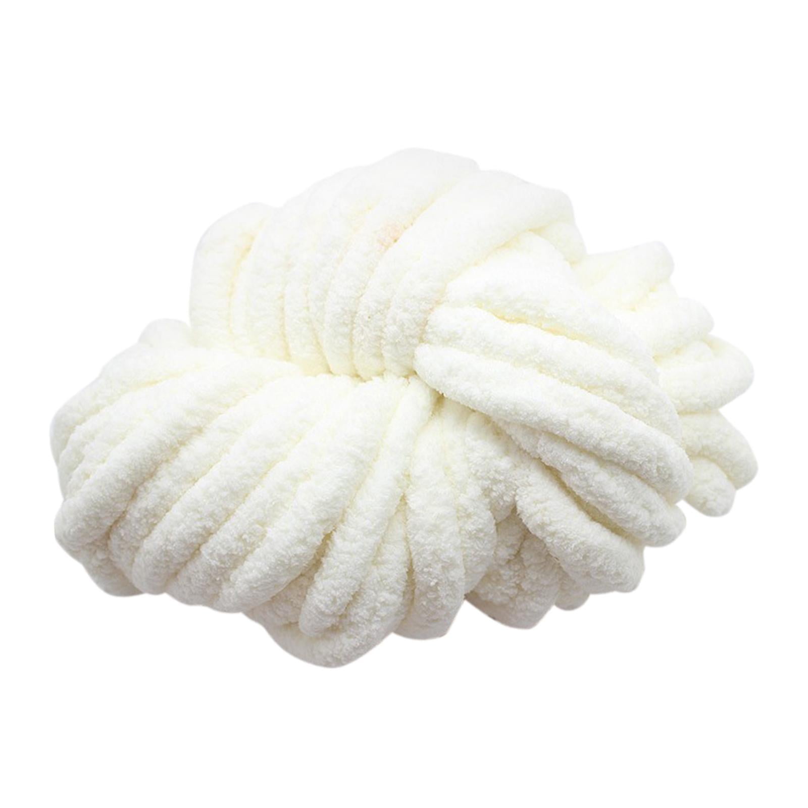 Abbraccia Chunky Chenille Yarn for Crocheting, Bulky Thick Yarn for Knitting,Super Bulky Chunky Yarn for Hand Knitting Blanket Milky White