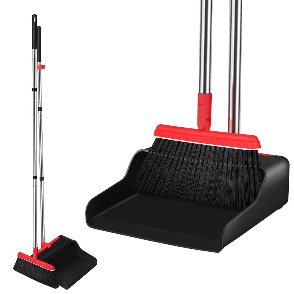 Strong Long Handled Dustpan and Brush Set Tall Handle Dust Pan & Broom Sweeper 