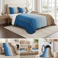 thumbnail image 6 of Queen Quilt Set 90''x96'', Blue Brown Lightweight Summer Bedspread Coverlet Set with 2 Pillow Shams, Gradient Wood Grain Farmhouse Country Breathable All Season Quilt Bedding for Bedroom/Guest Room, 6 of 9