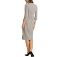 thumbnail image 4 of INSPIRE CHIC Women's Sheath Dress Boat Neck 3/4 Sleeves Split Hem Wear-to-Work Midi Dresses XS Grey, 4 of 7