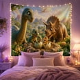 thumbnail image 2 of Floral Garden Family with Dinosaurs Prehistoric Left Long, Mystical Fantasy for Space Lovers, Galaxy Room Decor, Valentine'S Day Gift, Tapestry Wall Hanging for Bedroom and Dorm, 2 of 7