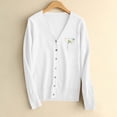 thumbnail image 6 of Hfnxid Women Cardigan Sweaters Lightweight Long Sleeve Open Front Cardigans Embroidered Knit Sweater Button Up V Nek Coat White M, 6 of 6