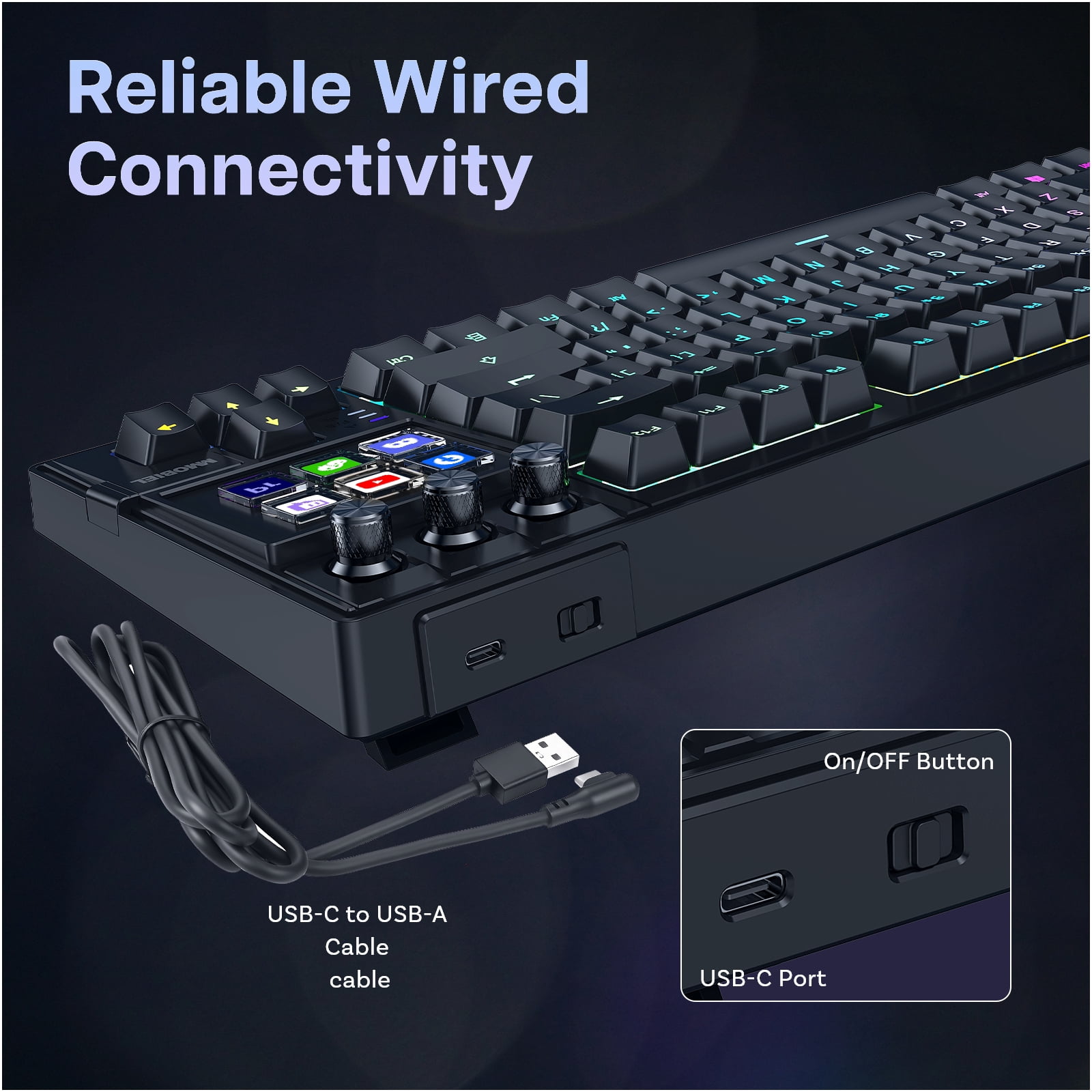 MMOBIEL Stream Deck Keyboard with 6 LCD Keys RGB Wired Mechanical Swappable Gaming & Streaming Keyboard