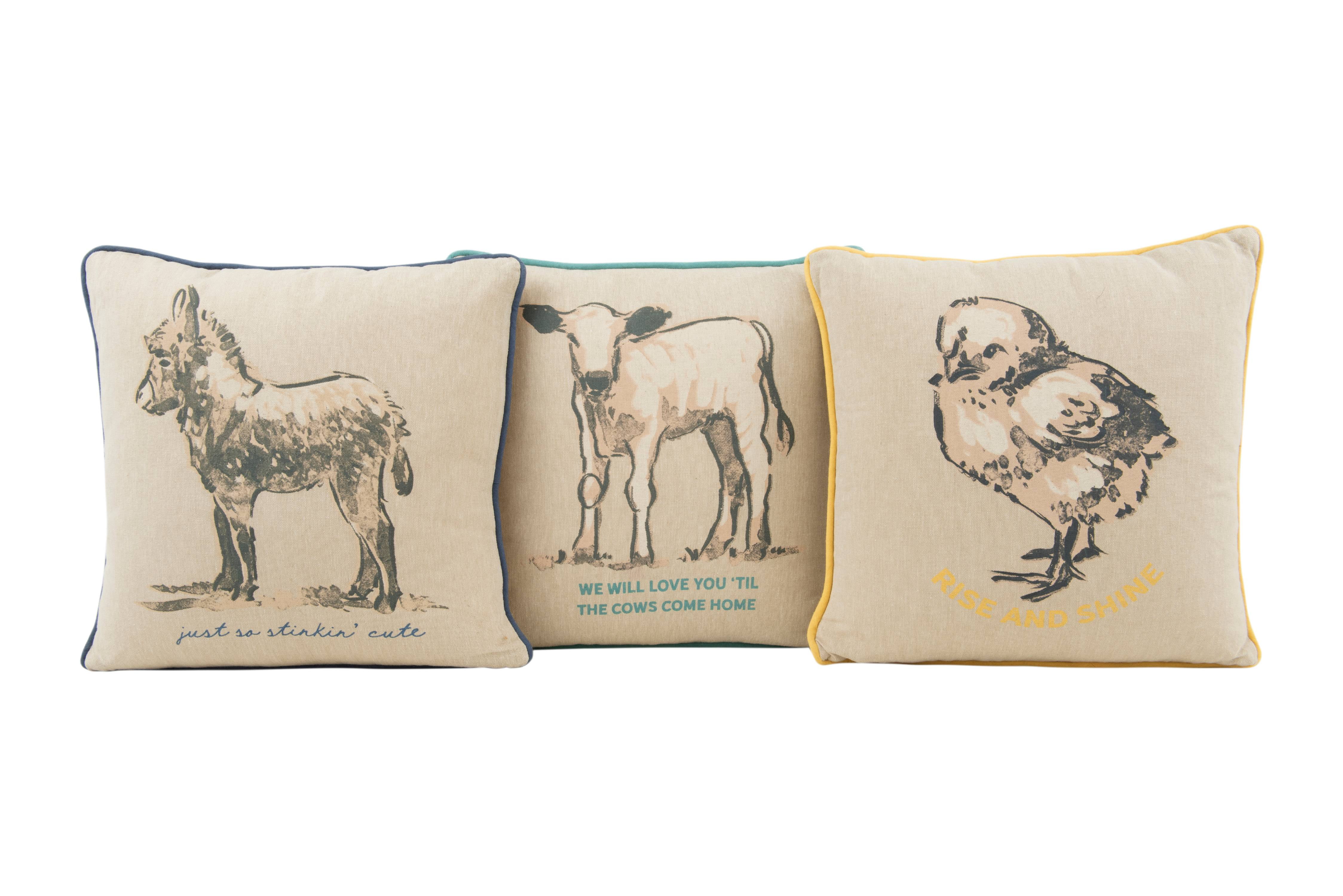 Creative CoOp Square Cotton Farm Animal Pillow (3 styles) Walmart