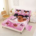 thumbnail image 2 of Castle Fairy Sweet Black Girl Bed Sheets 4-Piece,Magical Book Print Full Size Sheets,Pink,1 Fitted Sheet, 1 Flat Sheet and 2 Pillowcases, 2 of 6