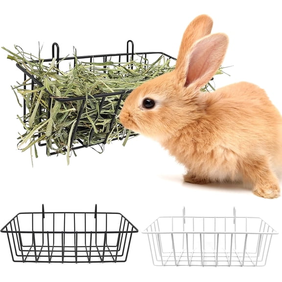 2 Pcs Rabbit Hay Feeder, Metal Rabbit Feeder for Small Animals, Reduce Mess