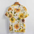 thumbnail image 3 of Floral Colorful Flower Womens Tops Women's Fashion Casual Short Sleeve Flower Print Round Neck Pullover Top Blouse, 3 of 6