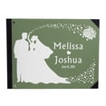 thumbnail image 1 of Darling Souvenir Green couple silhouette Printed Wedding Guest Book Hardbound Cover Sign In Book Registry Scrapbook-9 x 12 Inches, 1 of 5