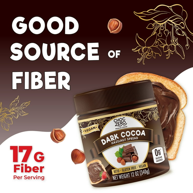 ChocZero Dark Chocolate Hazelnut Spread, Keto Friendly, Vegan