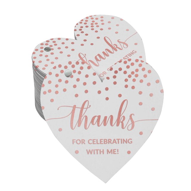 Inkdotpot Pack Of 100 Thanks For Celebrating With Me Birthday Favor Paper Tags Craft Real Rose Gold Foil Hang Tags
