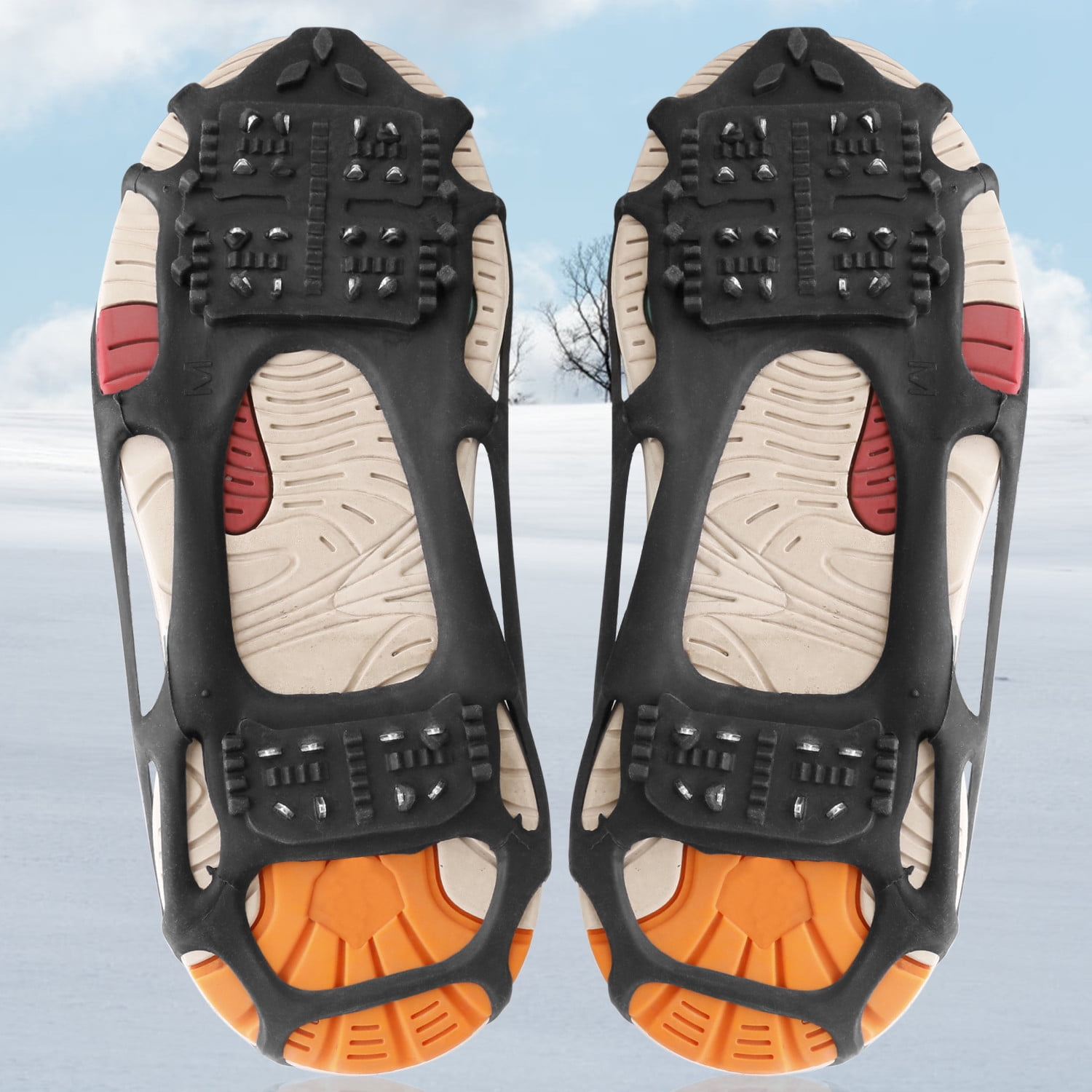 Kalevel 2pcs Ice Snow Cleats Traction Anti Slip Shoe Grip Cover Boot Rubber  Spikes Over Shoe Pro Walk Traction - Easy Slip On Ice Grippers Attachment  for Shoes and Boots for Men