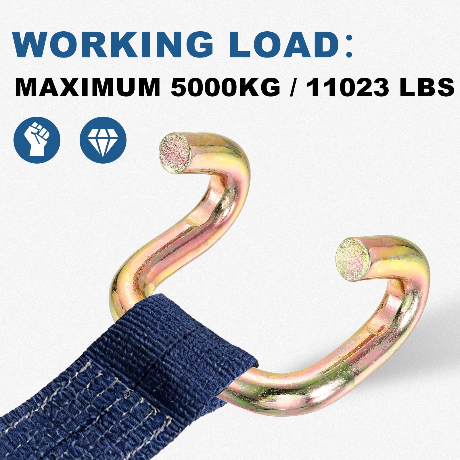 Uxcell 8Pcs Double J Hook, 11.3mm Dia 11023 lbs Ratchet Strap Tie Down Hook for 2" Tie Down Straps Wedding, Cars Trucks Trailers, Double Row Hooks Binder Accessories