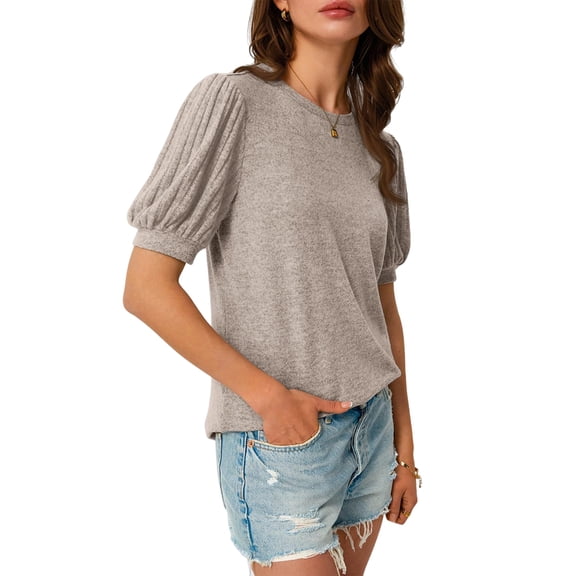 Women'S Tops Sweater Long Tunic Dressy Casual Blouses Business Cute Trendy Short Sleeve Shirt Khaki S