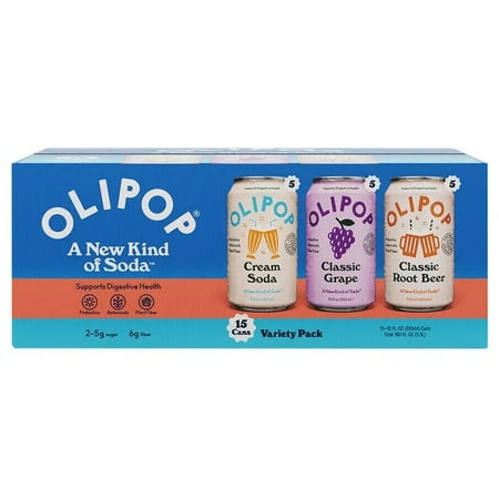 Olipop Soda Variety Pack, 12 Fluid Ounce (Pack of 15)