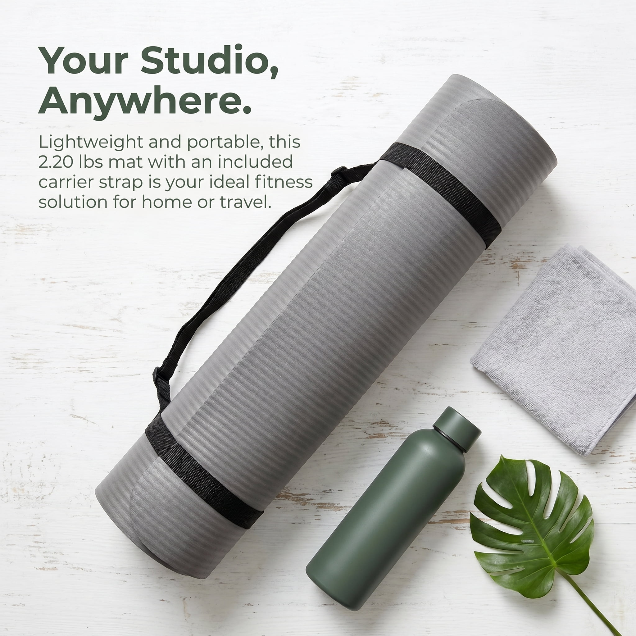 ZHANGJIA 71x24 Inches Extra Thick Yoga Mat 1-Inch High-Density Foam – Roll-Up Exercise Pad with Double-Sided Non-Slip Surface and Carrying Strap for Pilates and Home Workouts Gray