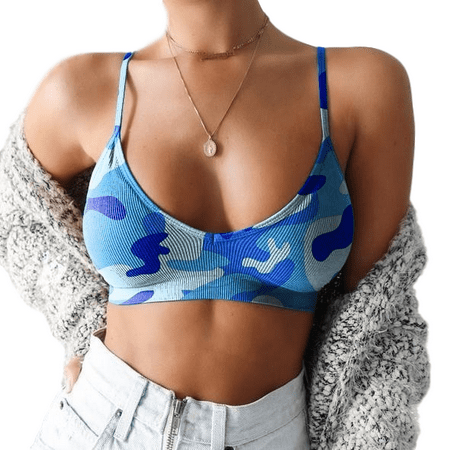 

NGMQ Camouflage Print Bras Women Summer Slim Crop Tops