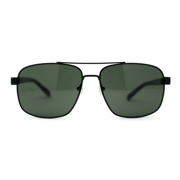 Air Force Luxury Classy Rectangular Officer Pilots Metal Sunglasses Black Green