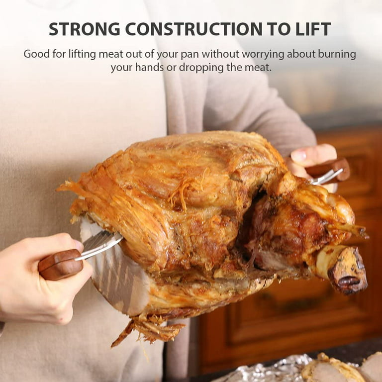 Mxkta Turkey Lifting Forks, Meat Claws, Strong Endurance Stainless Steel Poultry Chicken Fork, Ultra-Sharp Roast Ham forks. Easily Lift, Handle Meats
