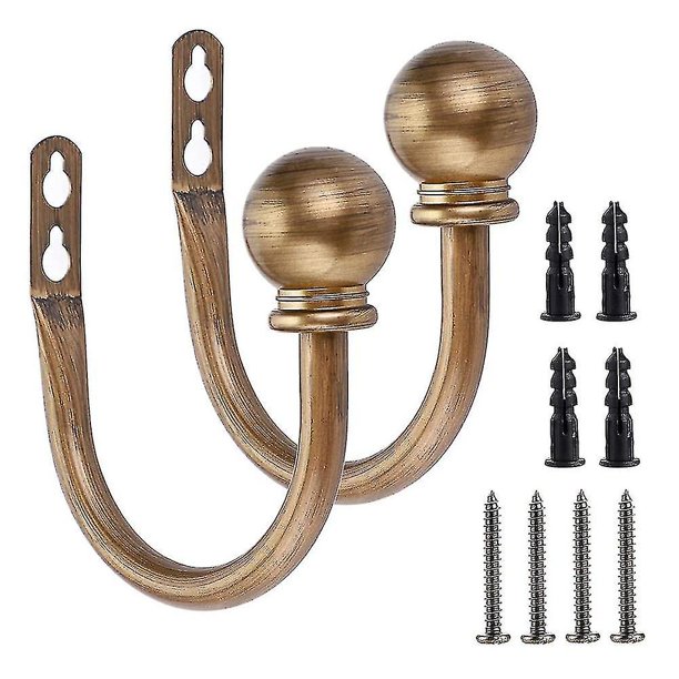 1 par de ganchos de cortina de metal soporte de pared retro para cortina, gancho en U