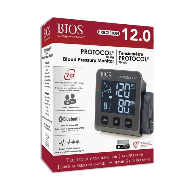 BIOS Medical BIOS Diagnostics Precision 12.0 Protocole 7D MII Moniteur de Pression Artérielle avec App / Neuf