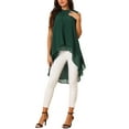 thumbnail image 2 of INSPIRE CHIC St. Patrick's Day Women's Chiffon Tops Mock Neck Sleeveless Tie Back High Low Hem Summer Shirt Blouse XL Dark Green, 2 of 6