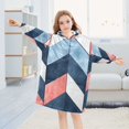 thumbnail image 5 of FORMRS Wearable Blanket Hoodie with Sleeves for Kids Cozy Flannel Sweatshirt, Blue Geometric, 5 of 7