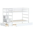 thumbnail image 2 of Costway Lit Superposé Double sur Double avec Tiroir-Lit, Escalier et Tablette de Rangement, Blanc, 2 of 9