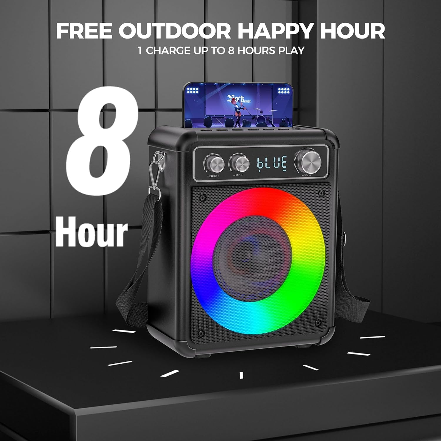 Bonaok Karaoke Machine with 2 Wireless Microphones, Portable Bluetooth Karaoke Speaker with Mics, PA System for Adults Kids