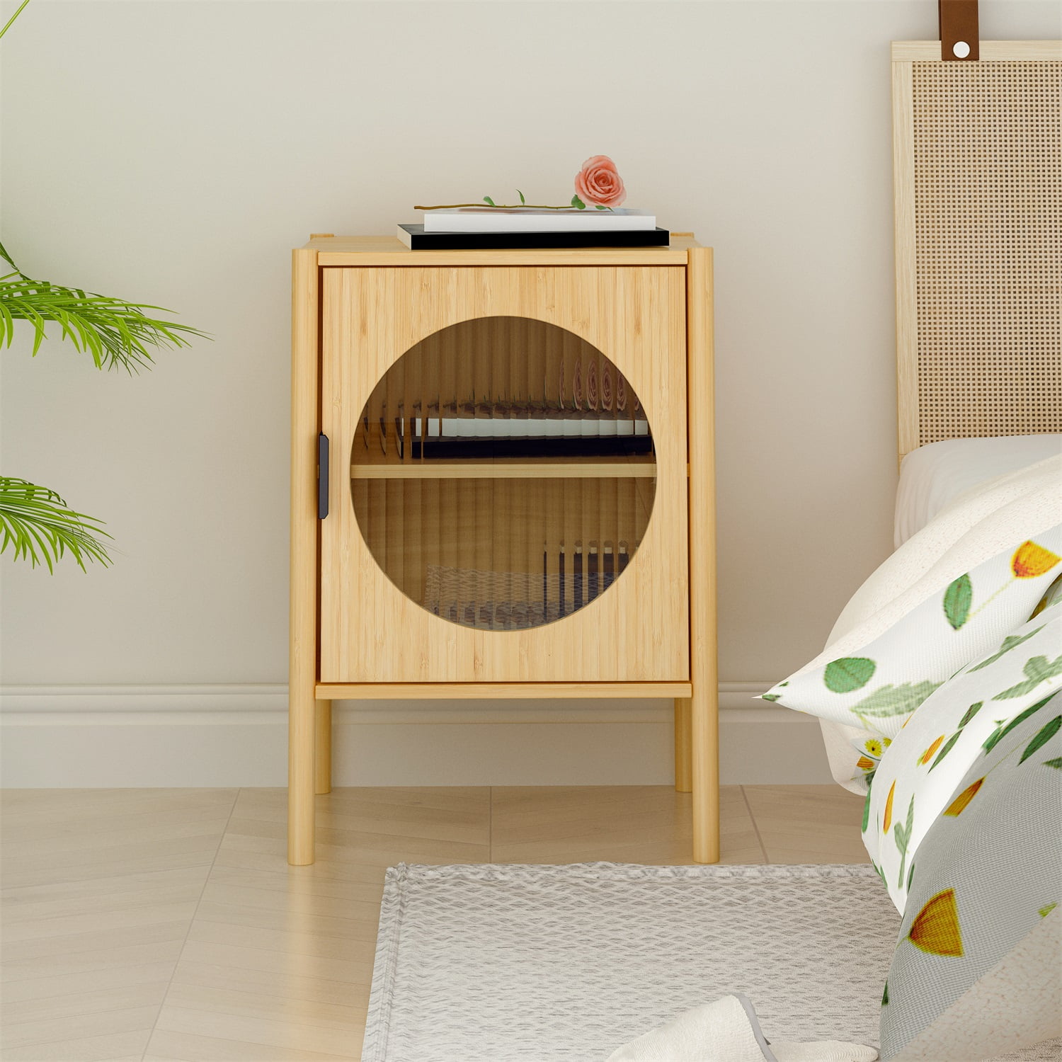 Kadyn Nightstand Side Table, Bedside End Table with 1 Door, Bamboo Bedside Table for Bedroom, Living Room, Barnwood Kadyn Nightstand Side Table, Bedside End Table with 1 Door, Bamboo Bedside Table for Bedroom, Living Room, Barnwood