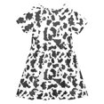thumbnail image 4 of Lullu Toddler Girls Cow Print A Line Dress Casual Short Sleeve Midi Play Dress for Kids, 4 of 4