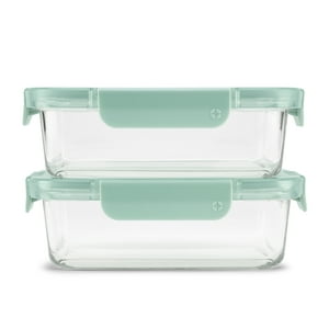 Ello Color Lock 3.4 Cup Glass Meal Prep Containers, 2-Pack