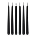 thumbnail image 1 of Velas sin llama de cono negro de 11 pulgadas (aproximadamente 27,9 cm), 6, alimentadas por batería, flash LED con mecha, 1 of 5
