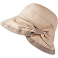 thumbnail image 3 of CoCopeaunts Women Bucket Hat with Bow Tie Wide Large Brim Sun Cap Outdoor Fisherman Hat UV Proof Sun Protection Bucket Cap, 3 of 8