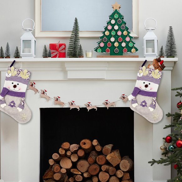 Oioii Christmas Stocking Snowman Reindeer Xmas Stockings Holiday Christmas Decoration Gifts for Family Gril Boy Kids