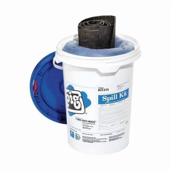 Spill Kit, 4 gal Volume Absorbed per Kit, 6 1/2 gal Capacity, Bucket, White, 15