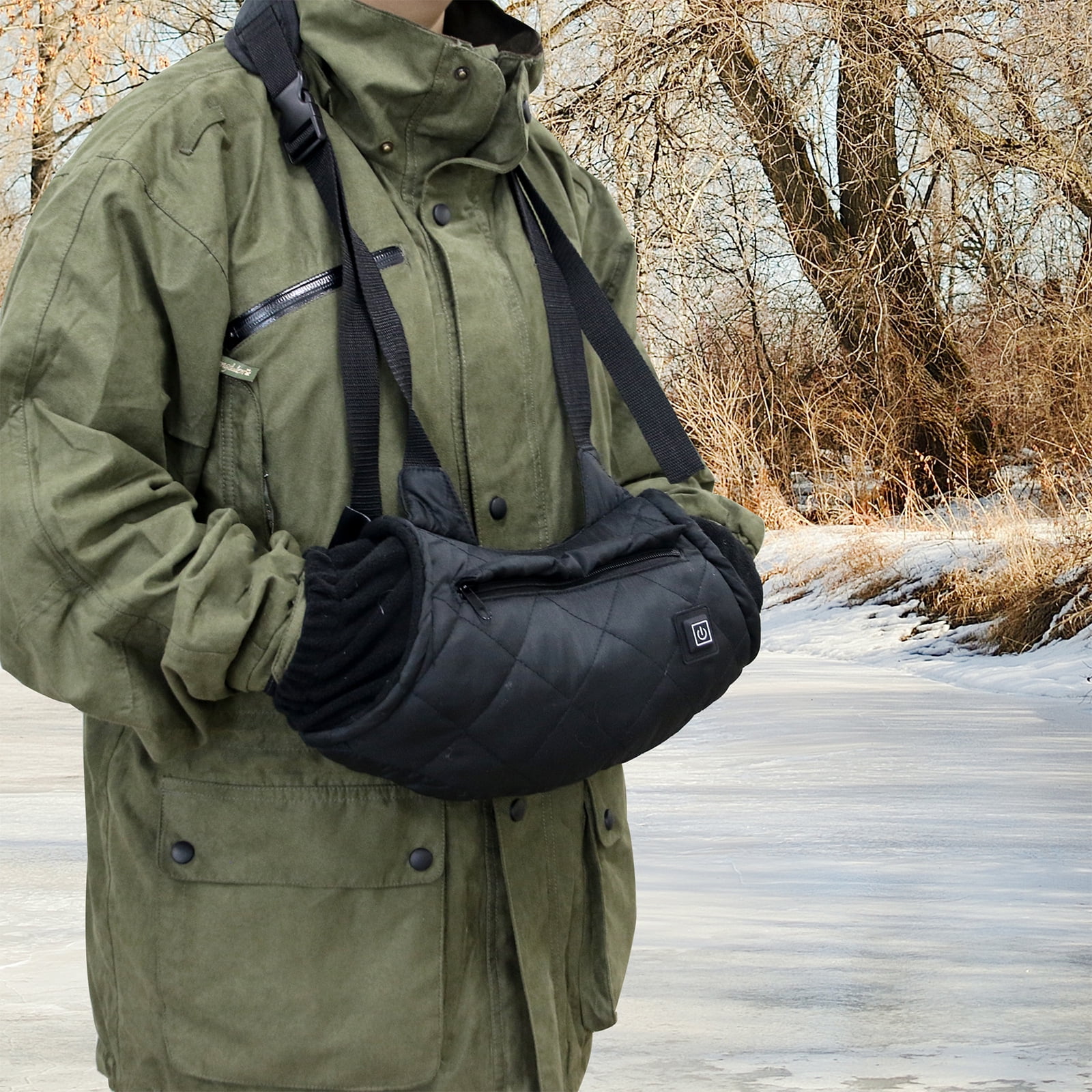 Heated Hand Warmer Pouch with Belt ,Electric Heated Waist Hand Muff for Men & Women Outdoor Use (Power Bank Not Included)