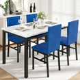 thumbnail image 2 of 5 Piece Dining Room Table Set, Modern Dining Table Sets with Blue Velvet Upholstered Chairs for 4, Faux Marble Pattern Rectangle Kitchen Table Set for Bar Living Room Breakfast Nook Small Space, 2 of 10
