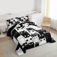 thumbnail image 3 of Homewish Cartoon Cat Kitten Full Size Comforter Sets for Teens, Black White Animal Bedding Comforter Set, Anime Theme Reversible Bedding Sets, Super Cozy Room Decor, 3pcs, 3 of 8