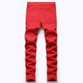 thumbnail image 5 of YLSDY Men's Ripped Jeans Red Side Stripe Slim Fit Distressed Denim Zipper Pants Skinny Fit Streetwear Fashion Pants Red 36, 5 of 9