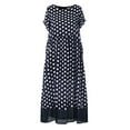 thumbnail image 4 of JINMGG 2026 Summer Dresses under $10.00 Women Polka Dot Fake Two Pieces Round Neck Short Sleeve Summer Plus Size Maxi Dress, 4 of 4