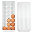 thumbnail image 3 of iDesign Fridge Binz BPA-Free Plastic Stackable 21 Egg Holder, White, Clear, 3 of 8